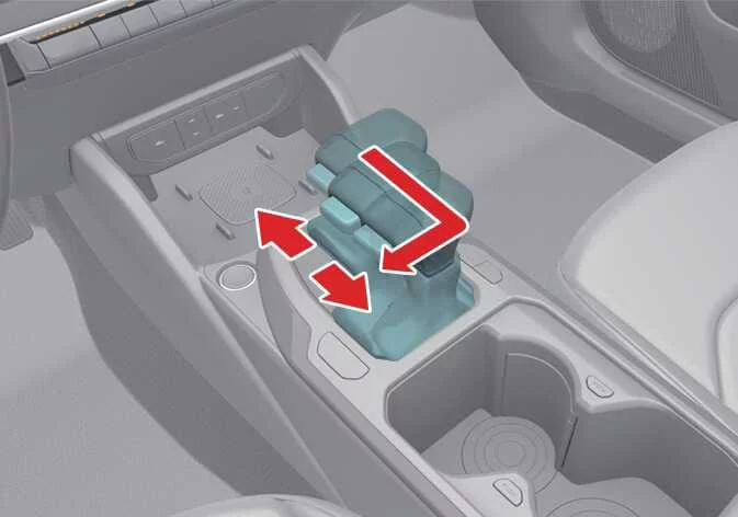 The gear shift lever of the Kia K4 positioned in the manual mode gate