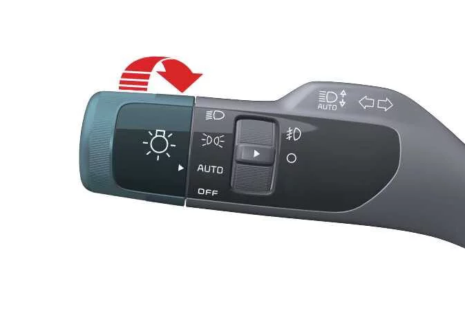 Kia K4 light switch set to the AUTO position