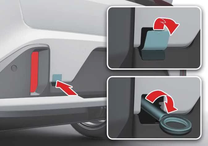 Kia K4 5-door rear bumper removable towing hook location